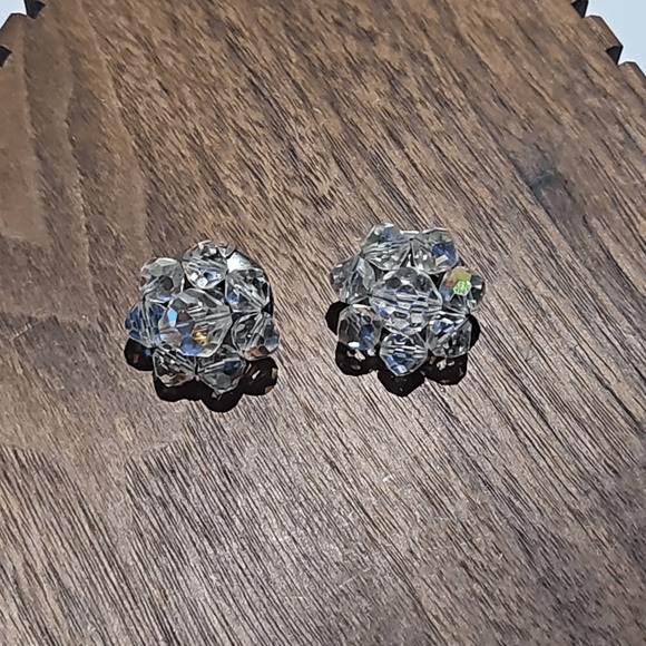 Beaded Clip on Earrings Iridescent Dragon Scale Jewelry - Picture 2 of 5